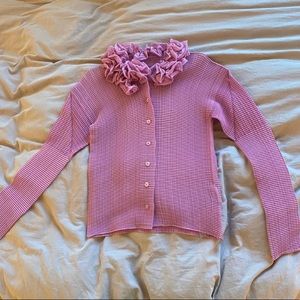 ISSEY MIYAKE RUFFLED COLLAR PLEAT BUTTON UP